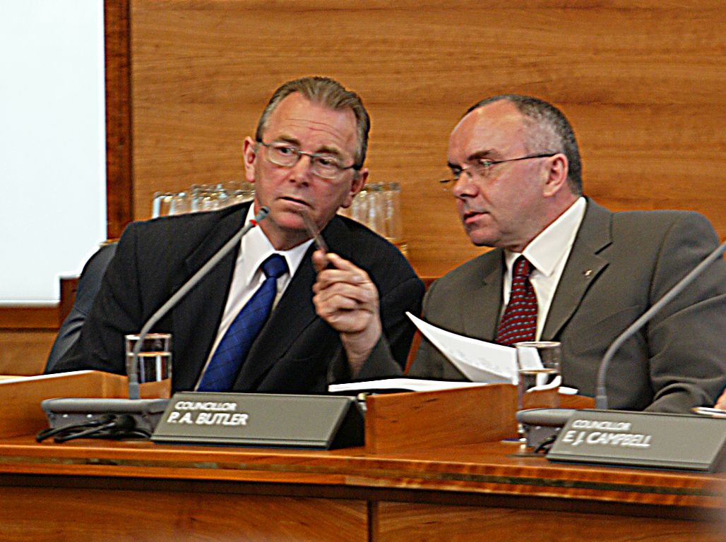 MOURNED: With the late Michael Ferguson at Lisburn Council in 2005