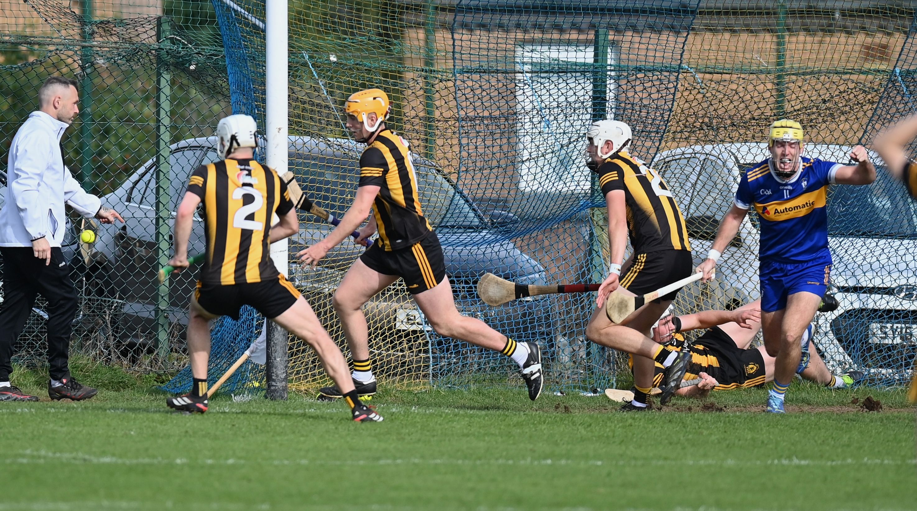 Ballycastle try clear their lines but the goal for Rossa was given