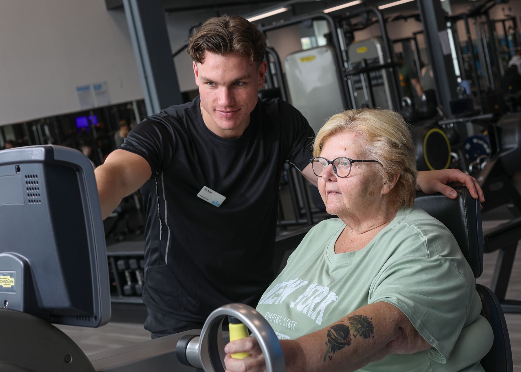 Allison Breadon with Michael Upritchard, fitness instructor at Lisnasharragh Leisure Centre 