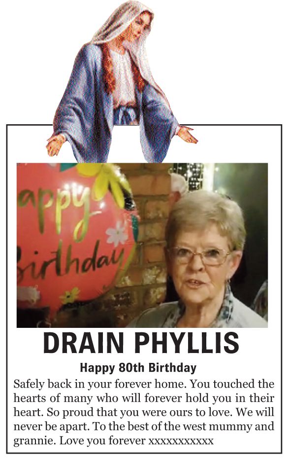 Phyllis drain birthday memorial layout 1