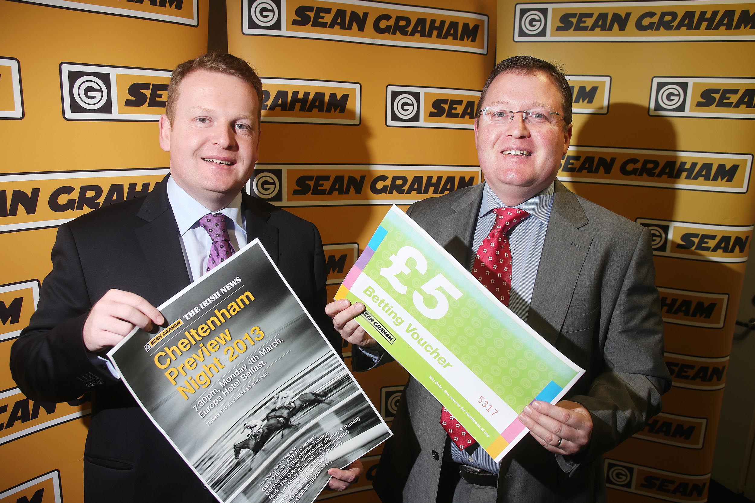 FESTIVAL FEVER: Ronan and Brian Graham get together to launch the now famous Sean Graham Cheltenham Preview Night. The date: Monday, March 4. The venue: The Europa. It’s not be missed if you’re serious about racing – tickets available in Sean Graham shops 