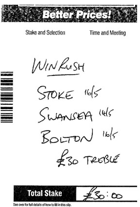 NEW BET: Local punter won £2,010 on his Winrush 