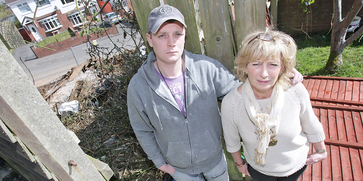 Eilish Gibson, who lives next door to the building site, pictured with her son Stephen 