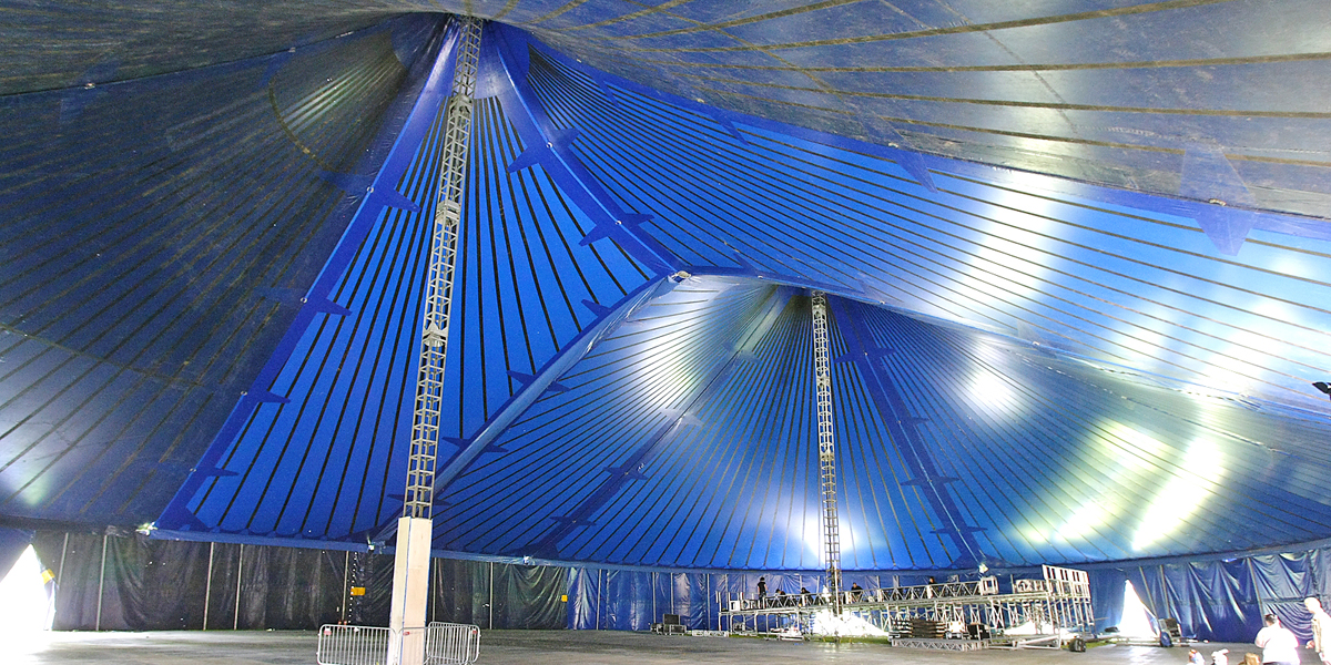 The impressive Big Tent in the Falls Park