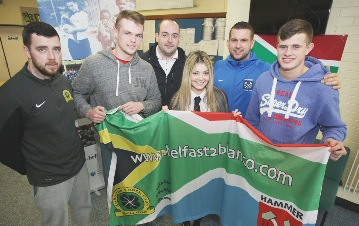 Young people and mentors from Shankill and Ardoyne who are on their way today to do vital work in South Africa