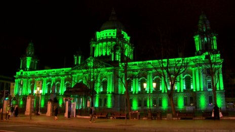 Belfast City Hall is joining iconic landmarks around the world - from the Great Wall of China to the Niagra Falls - going green for St Patrick\'s Day at the request of Tourism Ireland