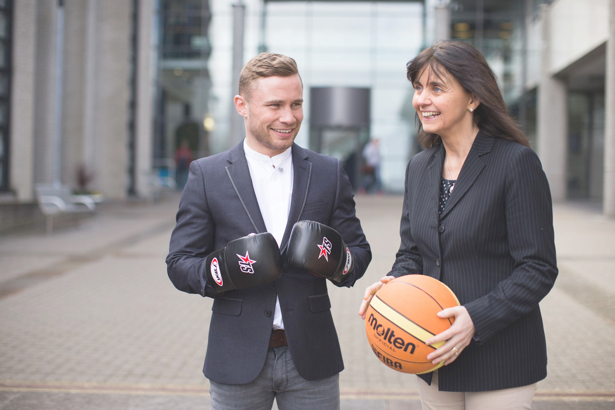  Carl Frampton with Professor Deirdre Brennan of the Ulster University at the conference exploring the crucial role of sport in promoting positive social change