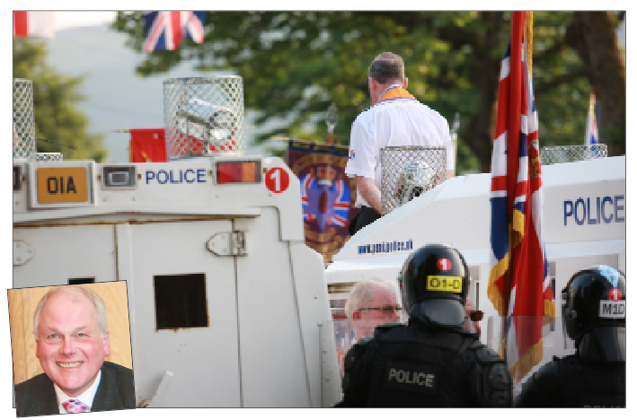 Riot police at the Twaddell protest camp, one of the North Belfast parading issues that will be examined by a panel headed up by Dr James Dingley (inset)