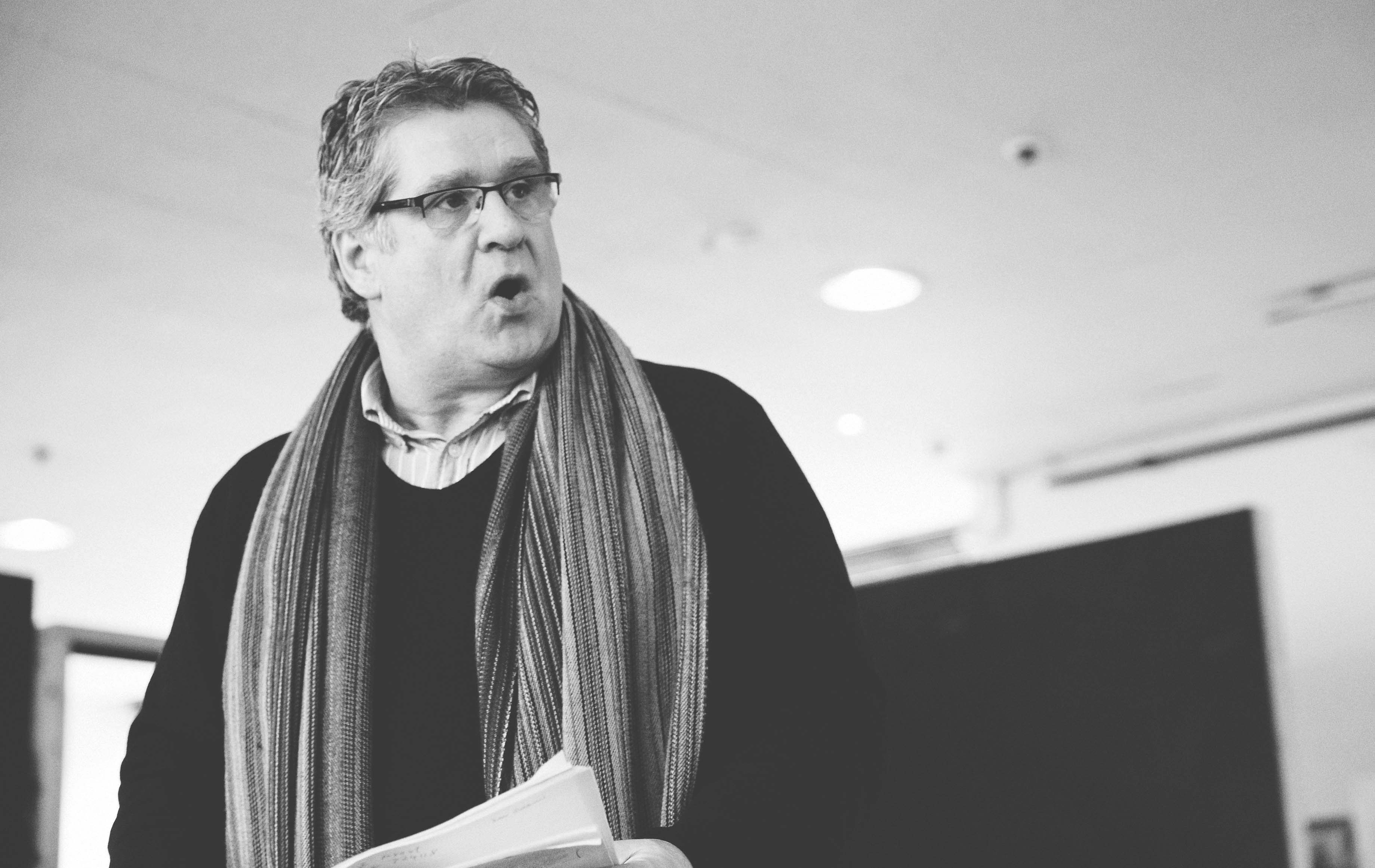 Dan Gordon in rehearsals for the Lyric/Abbey co-production of O’Casey’s The Shadow of a Gunman 