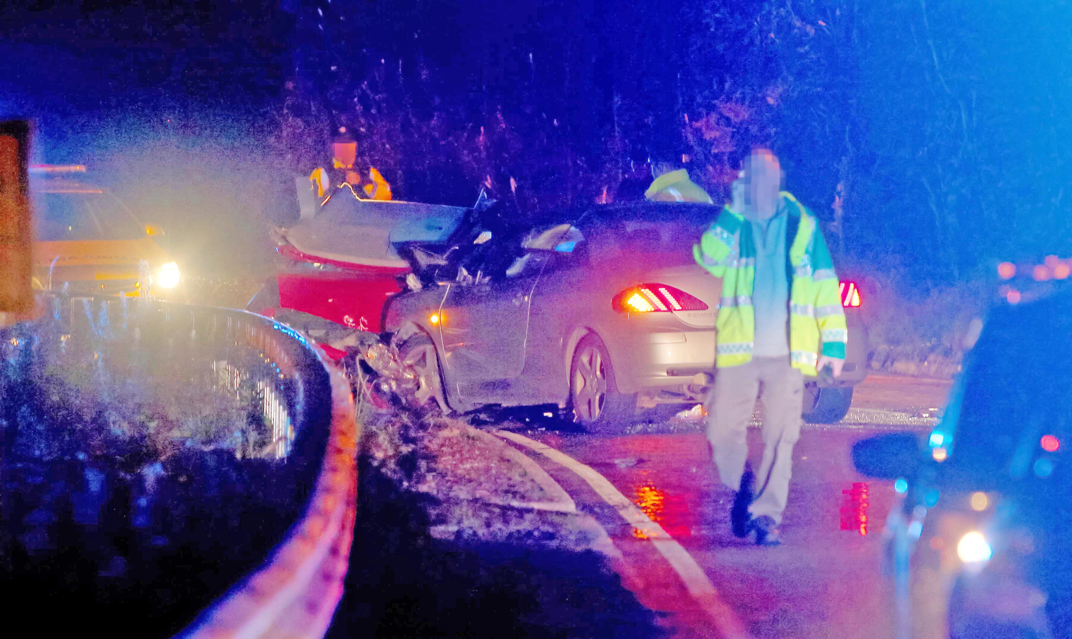First-responders at the scene of the accident which took place around 10.30pm last night