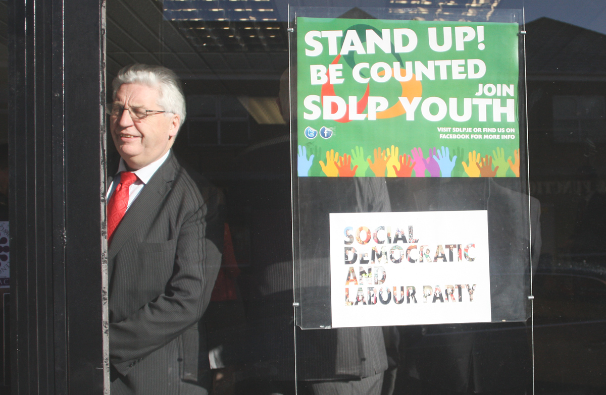 Alasdair McDonnell at yesterday’s opening of the new SDLP constituencey office in Glengormley, where he made the controversial remarks