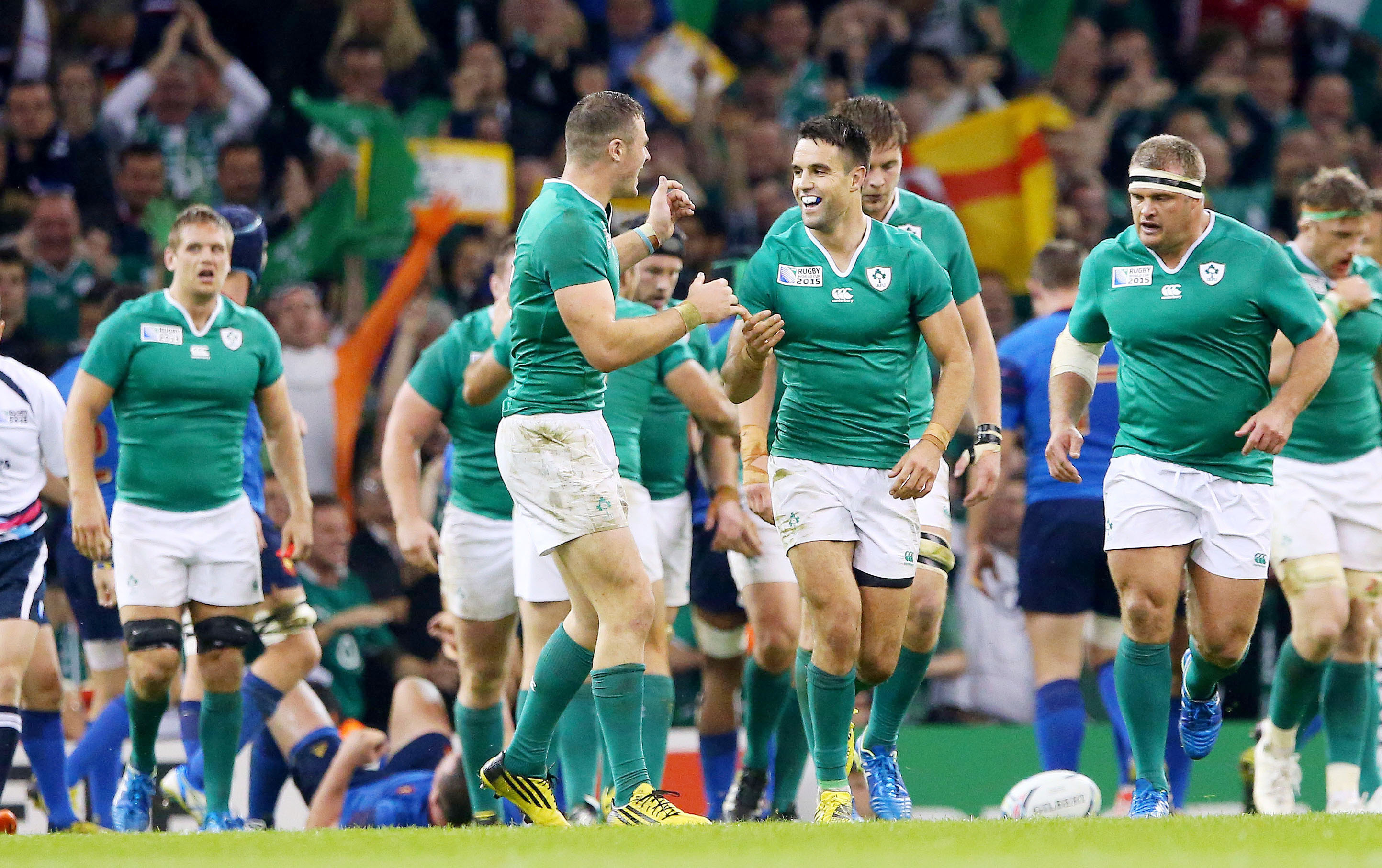 SEMI-FINAL PLACE BECKONS: Conor Murray celebrates his try against France on Sunday and the injury-hit Ireland team face Argentina on Sunday (1pm) as they seek a last four spot.