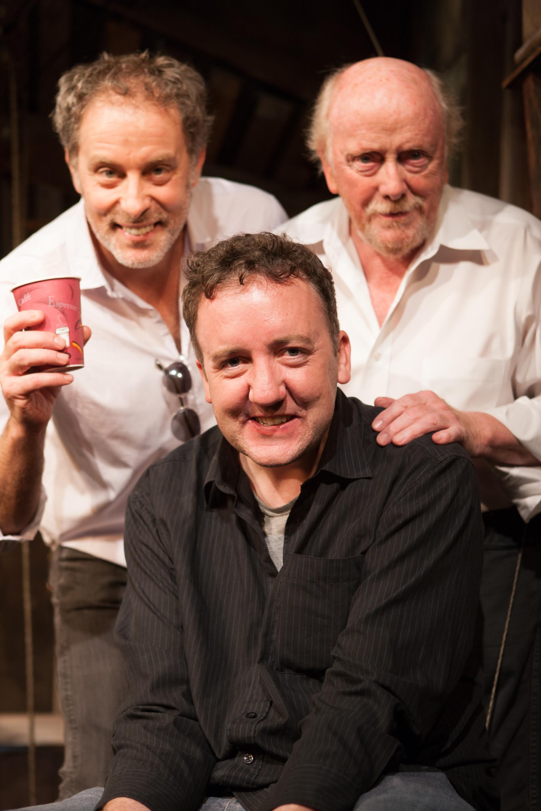 John McManus, front, with the cast of the ‘The Quare Land’, Rufus Collins, left, and Peter Maloney