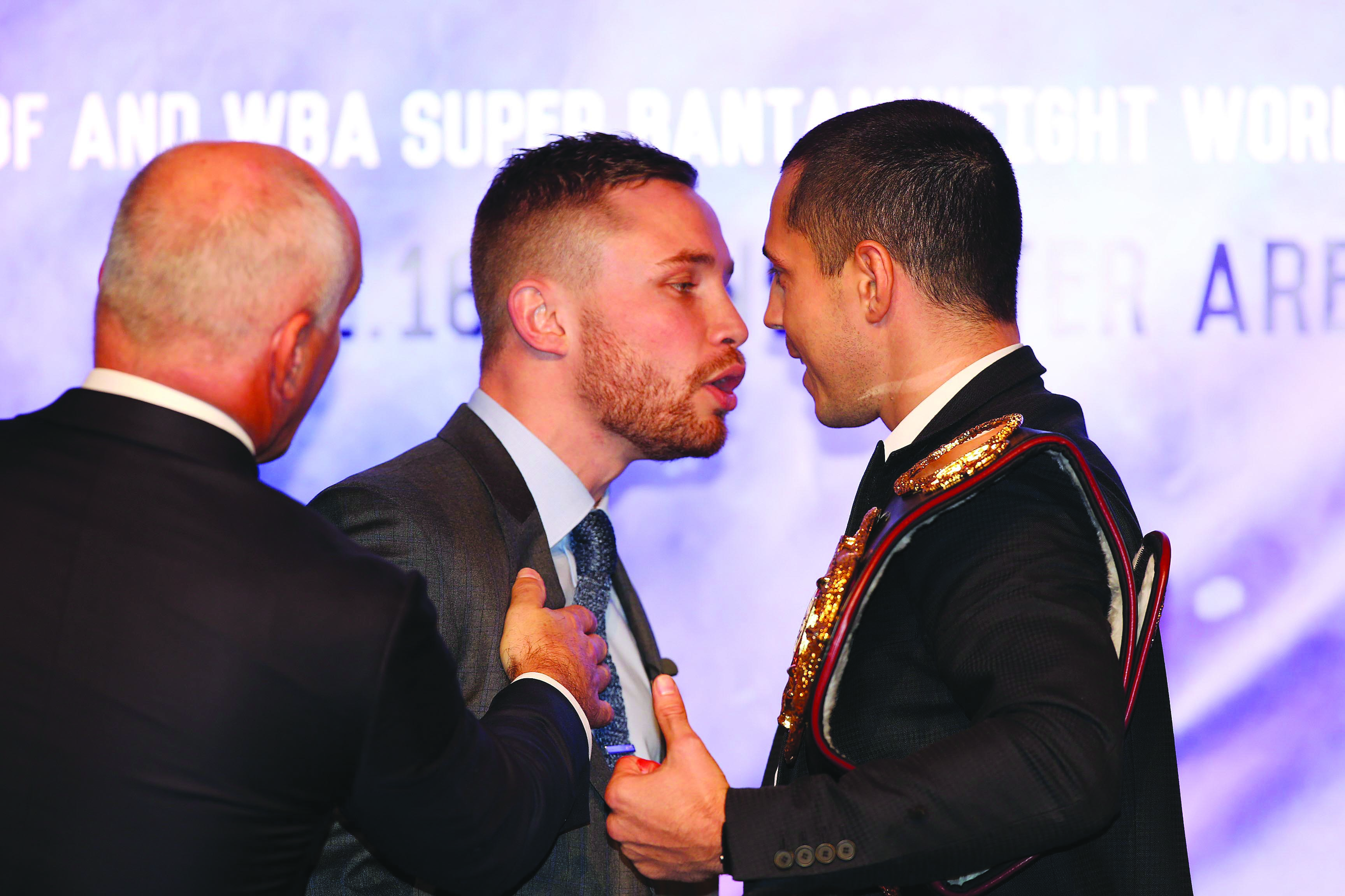 The February 27 Frampton-Quigg bout should be one to savour if yesterday’s feisty press conference was anything to go by  \nMandatory Credit-Brian Little /Presseye/Cyclone Promotions\n\nCarl Frampton Vs Scott Quigg- Press Tour\nWednesday 18th November Grand Ballroom,Europa Hotel,Great Victoria St.Belfast
