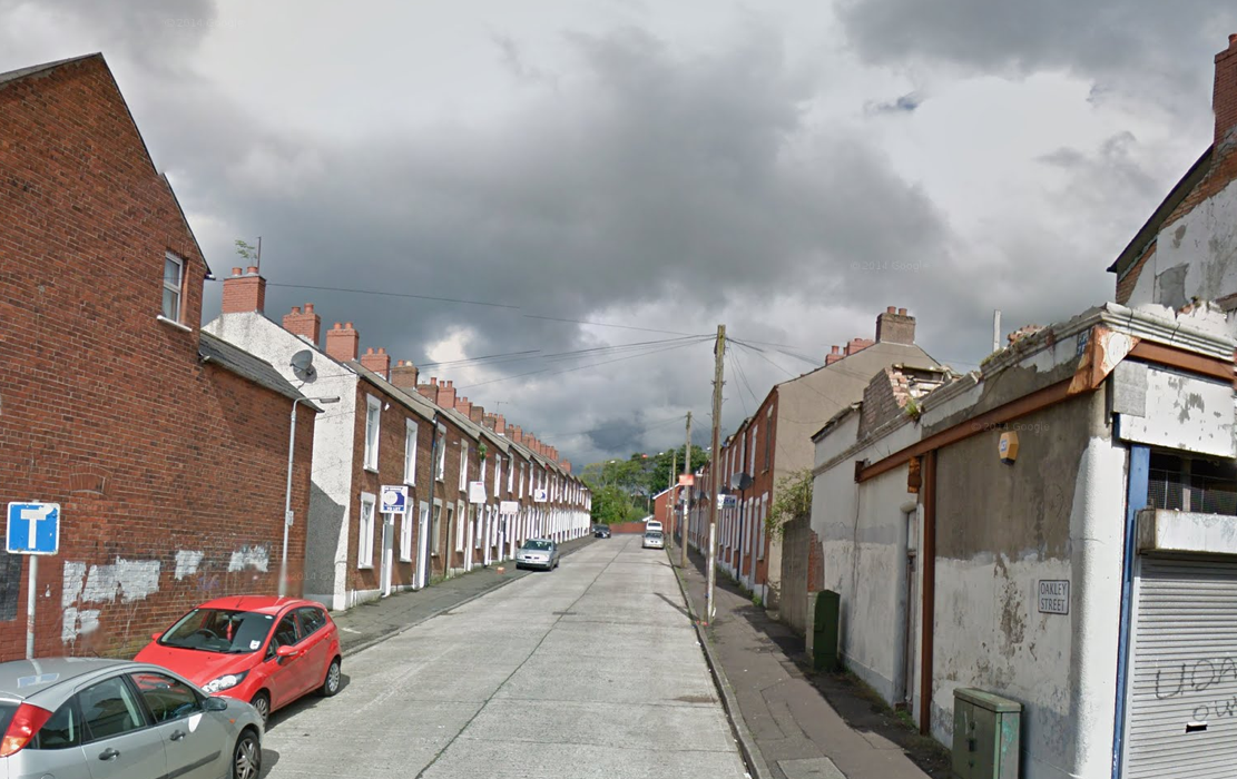The targeted property is in Oakley Street, off the Crumlin Road