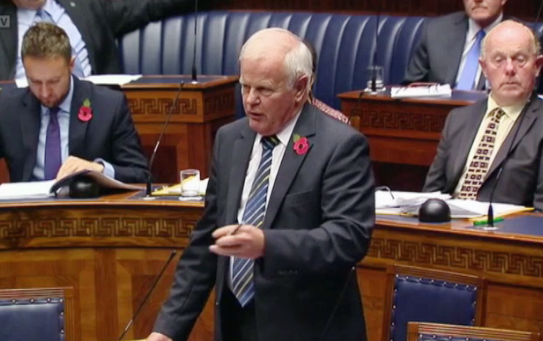 Alliance Lagan Valley MLA Trevor Lunn speaking in the same-sex marriage debate – he changed his mind and voted in favour 