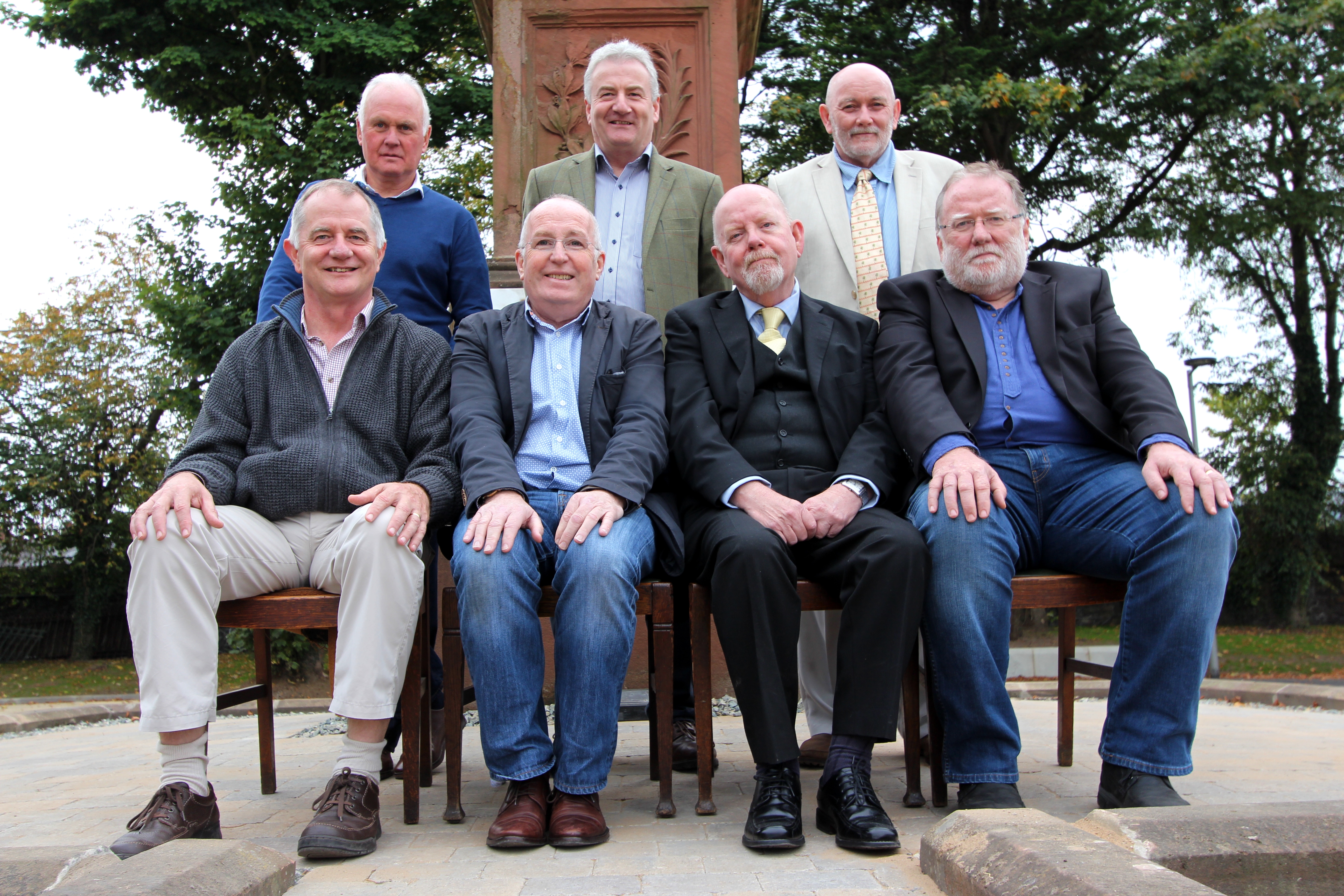 Former altar boys at Holy Cross reunited after 40 years are top row (l-r): Sean O’Neill, Brian McKee, Brendan O’Connor; bottom row: Sean Goan, Gerry Murray, Gerard McGuigan, Cathal Goan