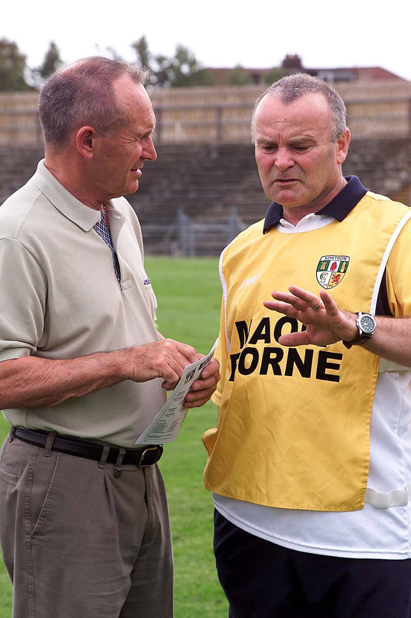 Joe Edwards (right) with former Antrim hurling manager Jim Nelson