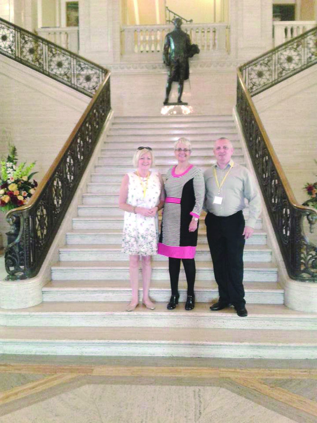 Conor Bradley and his sister Gabrielle with \nSouth Down MLA Margaret Ritchie at Stormont\n