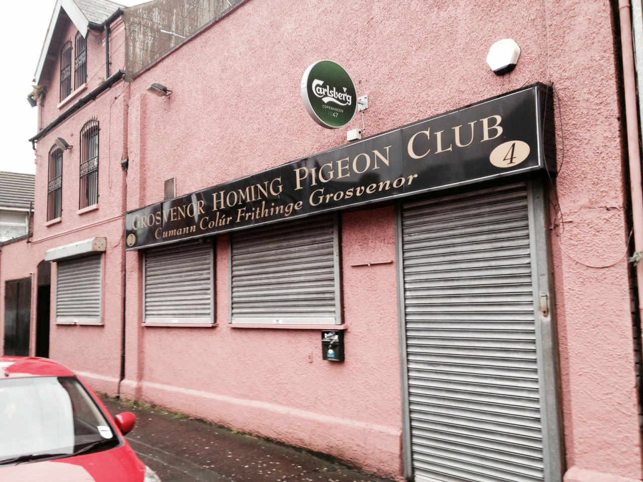  The Grosvenor Homing Pigeon Society clubrooms in Iveagh Street, where two men were shot yesterday afternoon