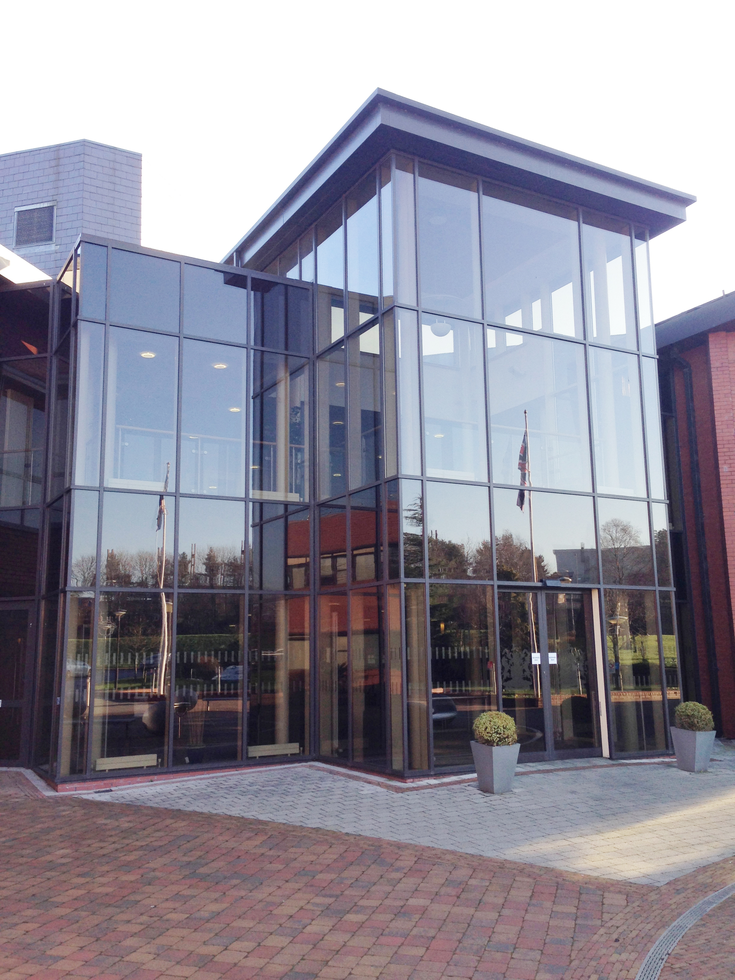  The modern façade of Craigavon Conference and Civic Centre reflects the ubiquitous union flag