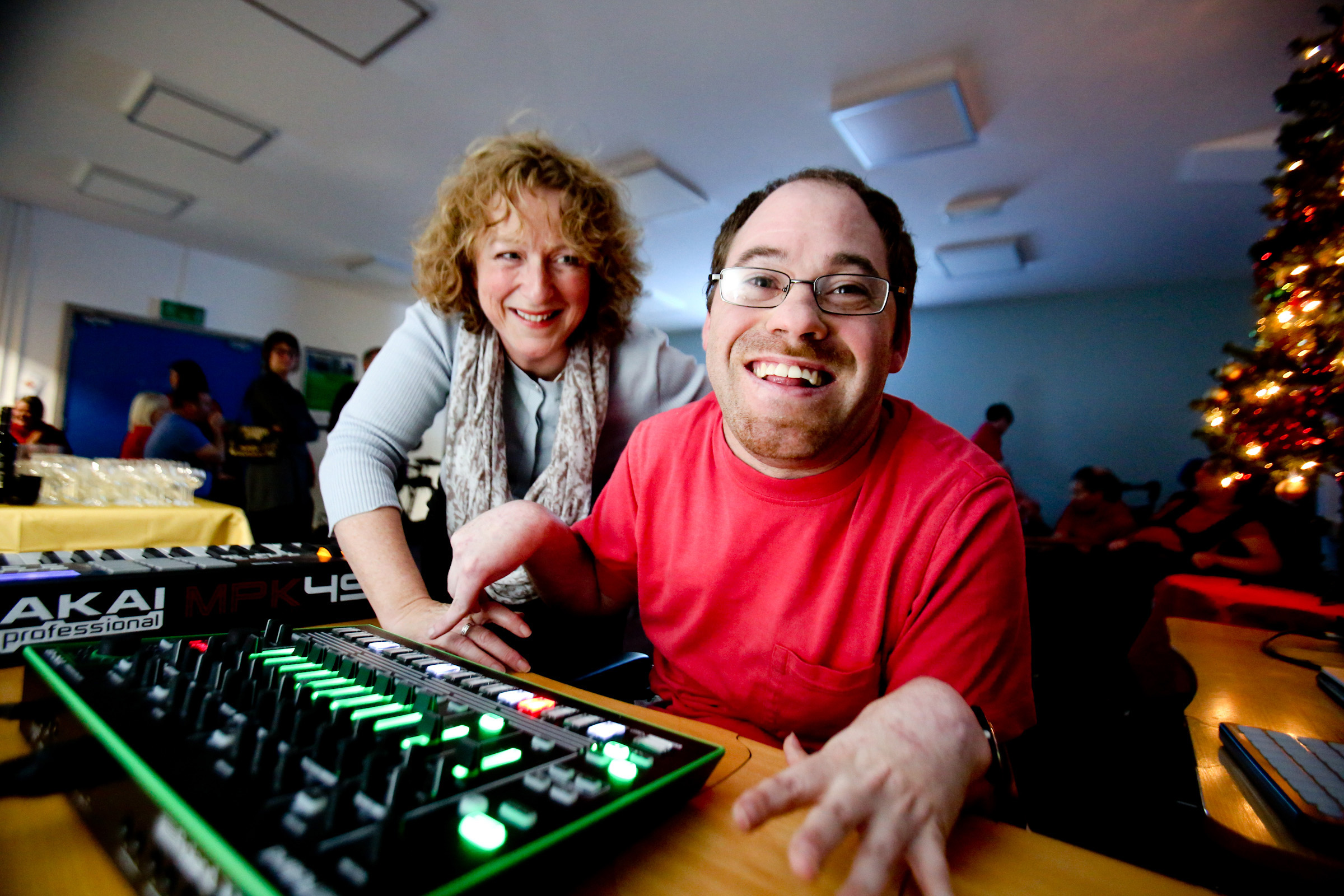 Musician Tim Leathem and sister Helen show off the impressive computerised music technology installed in Drake Music’s new state-of-the-art studio on the Springfield Road in Belfast. The new space will enable Drake to double the number of disabled musicians it can accommodate to compose and perform music. For more details about Drake Music, visit its website: www.drakemusicni.com