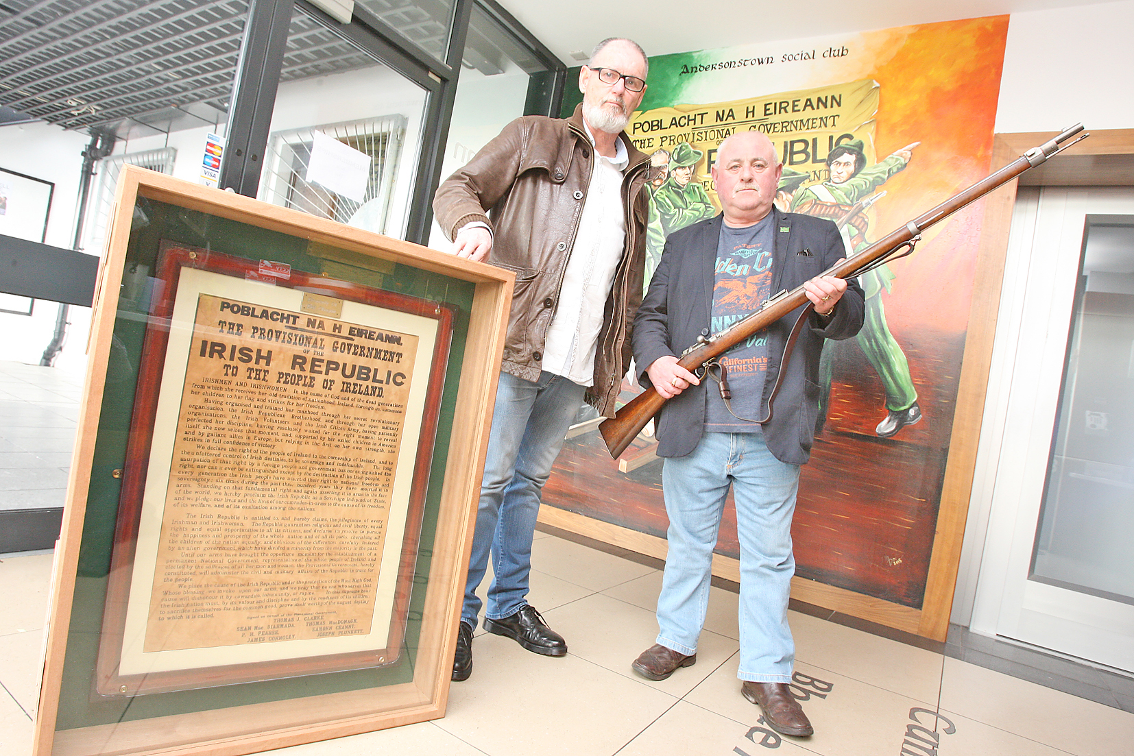 Pat O’Hagan along with Sean Lennon with some of the items from the 1916 Easter Rising  