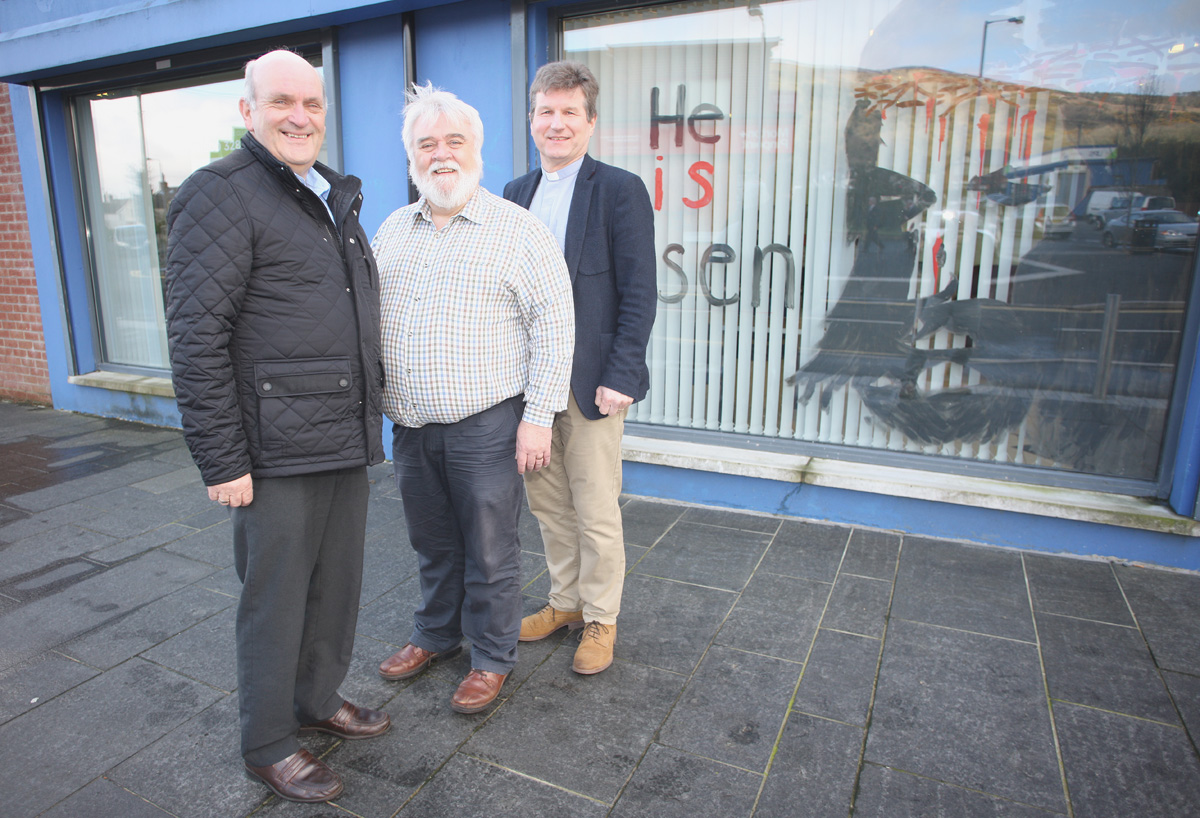 Rev Colin Morrison with Trevor Long and Rev Philip McCrea at the  Job Club on the Cavehill Road
