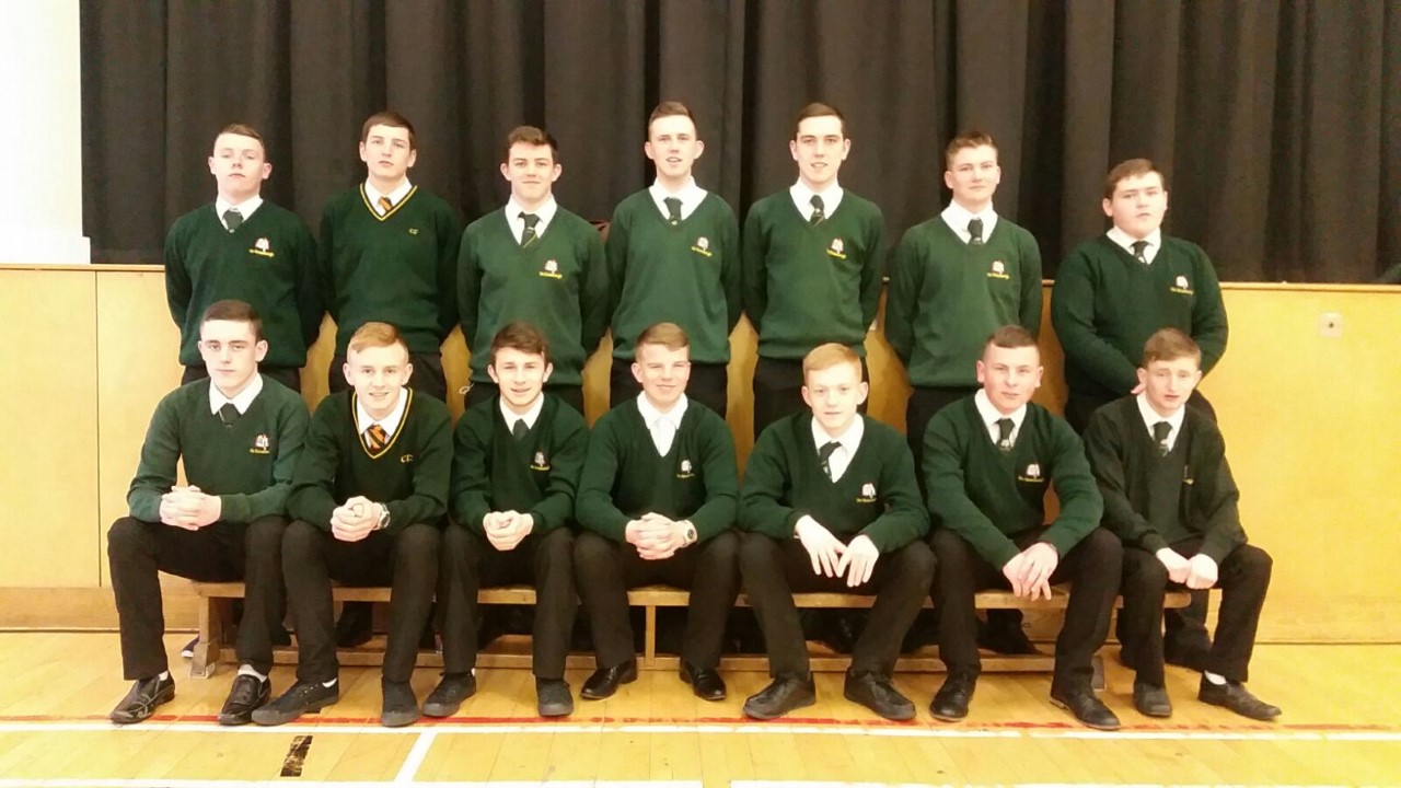 The Coláiste Feirste Year 14 team who will play in the Roger Casement Shield final on Friday . 