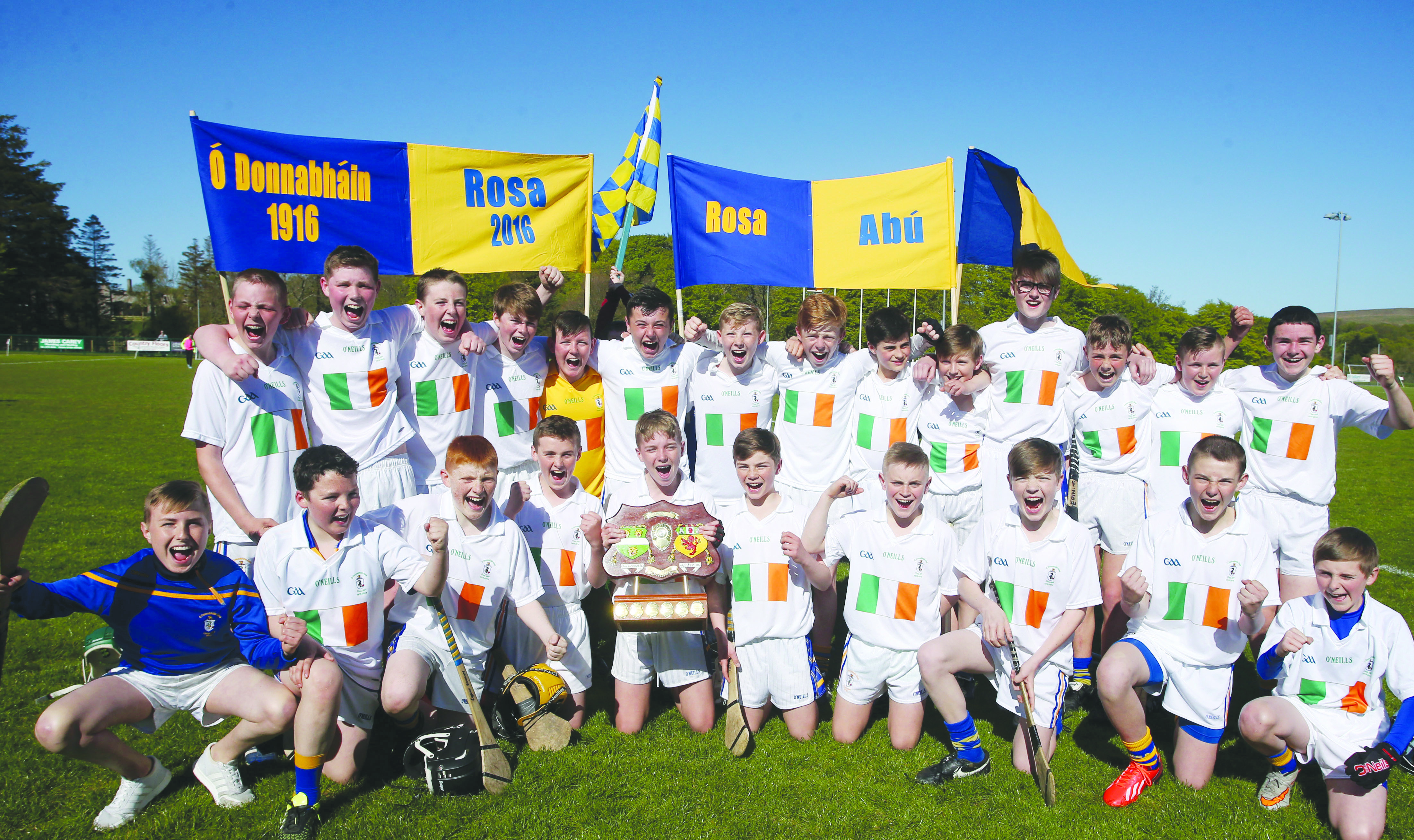 The Rossa team with the Antrim Feile hurling trophy following thier win over Loughgiel on Saturday