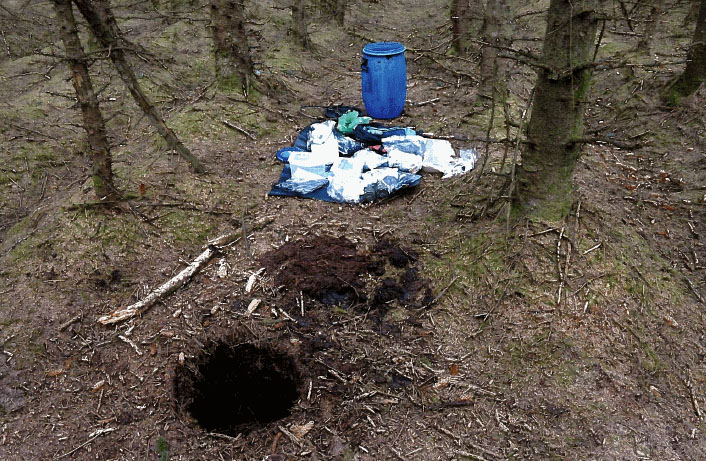 The large find was discovered buried in a plastic barrel 