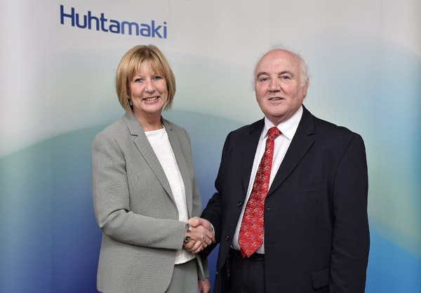 Rosemary Mason, Managing Director Huhtamaki Foodservice Western Europe and UK, and Terry Cross, founder of Delta Print and Packaging