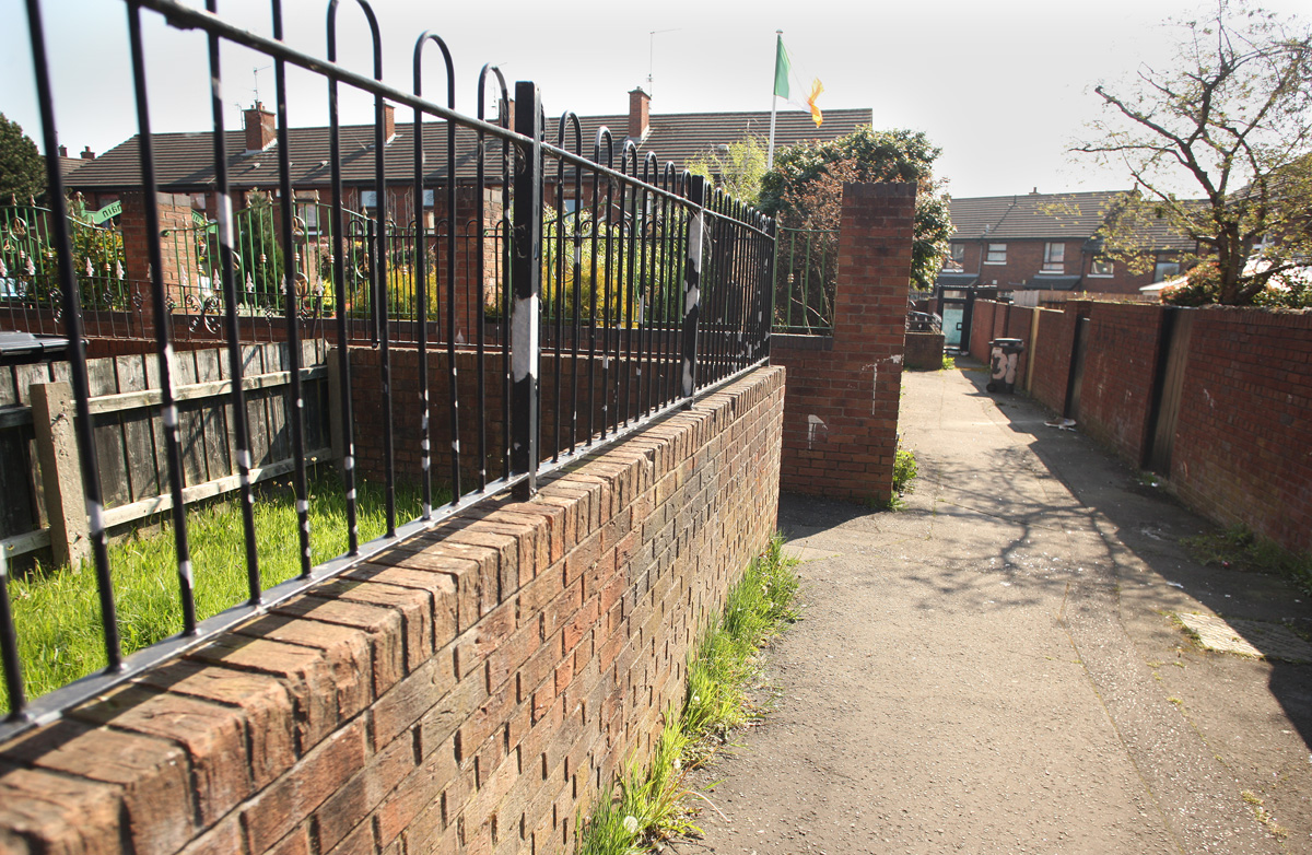 The alleyway where the man was shot in the early hours of this morning