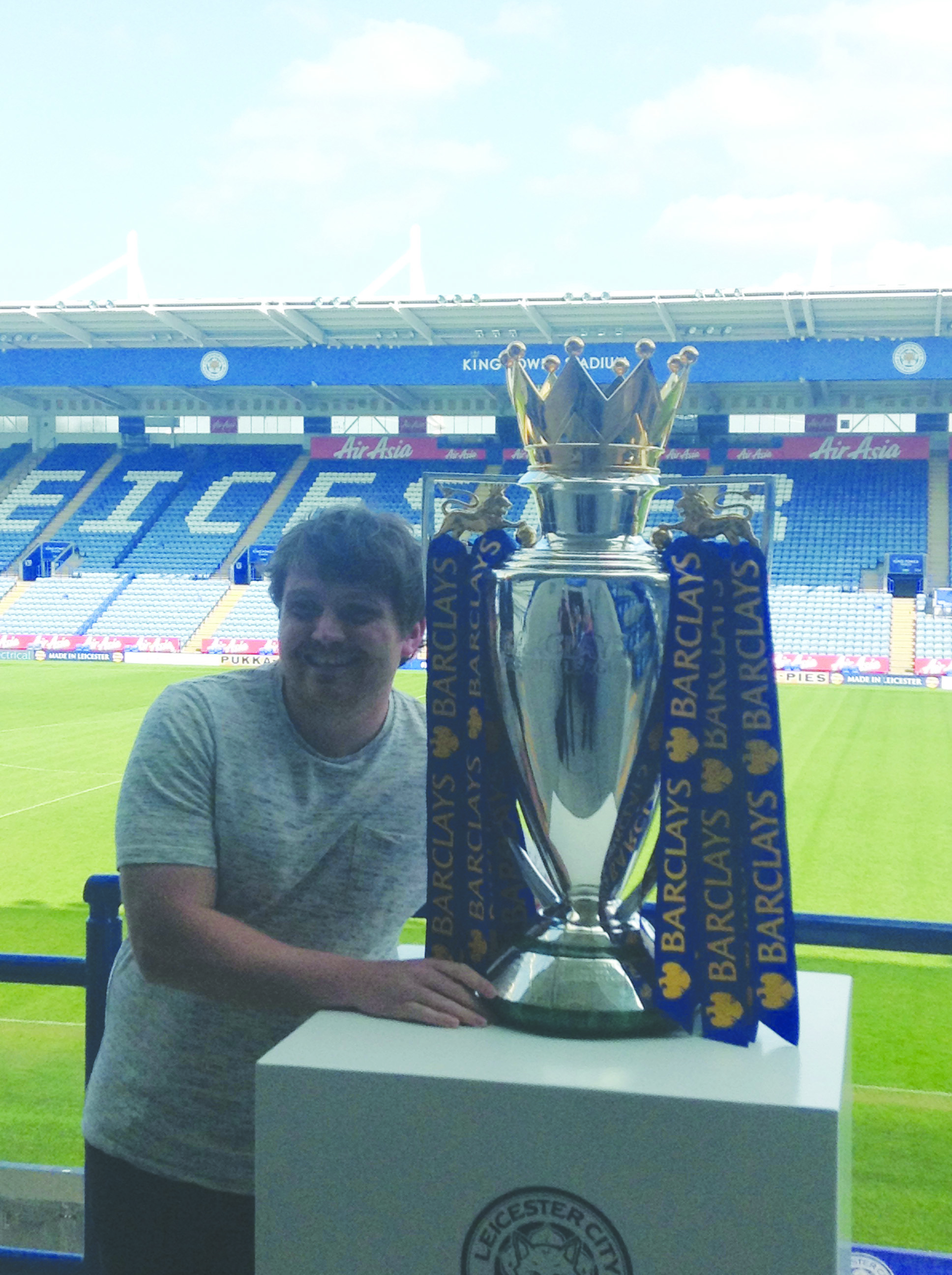 Former La Salle pupil and Lámh Dhearg player Terrence O’Hara is pictured with the English Premier League trophy having been part of Leicester City’s success this season having been employed as an analyst with the champions