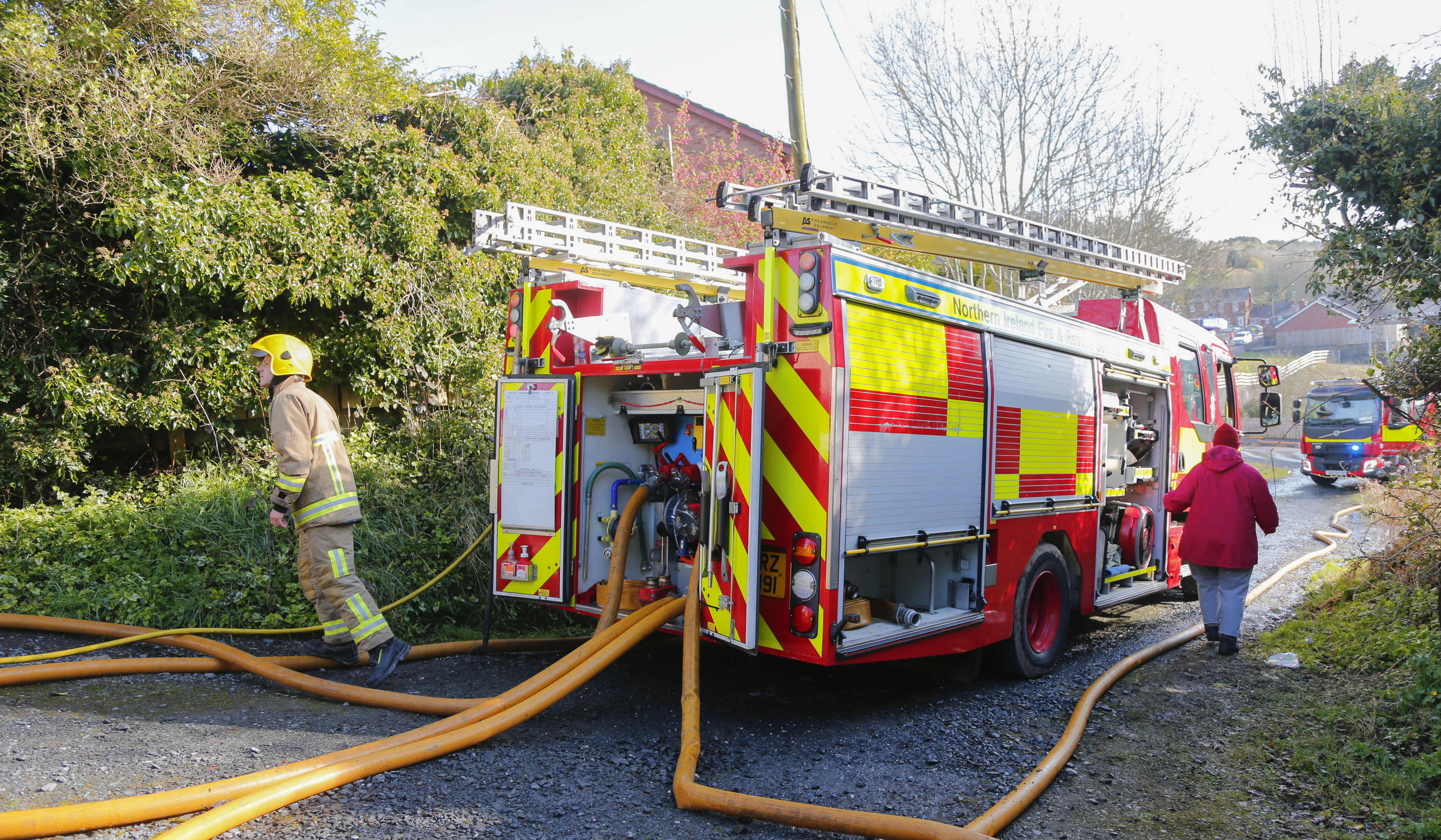 The scene of the arson attack on a property in Ligoniel