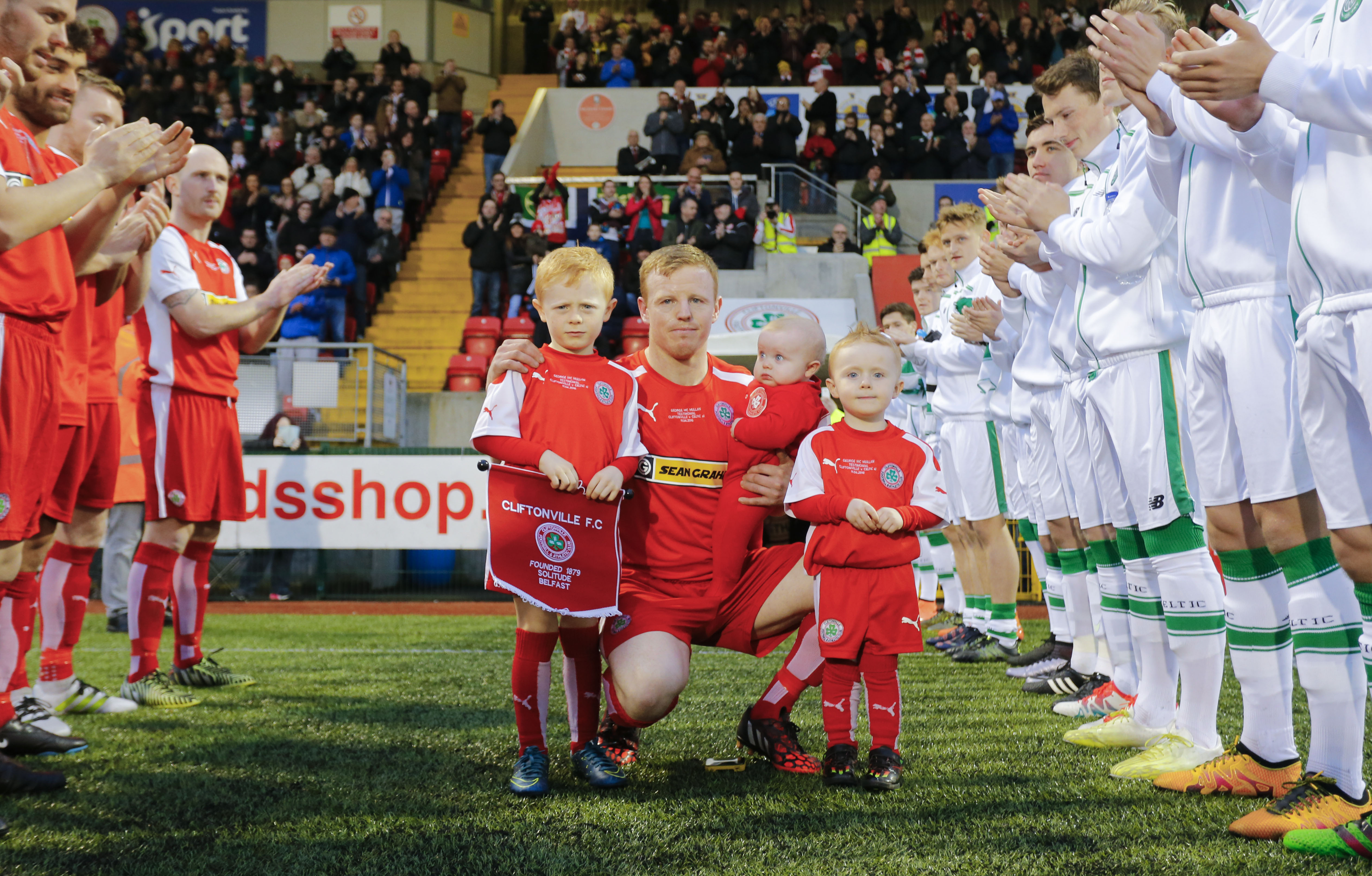 Cliftonville’s George McMullan pictured before his testimonial game against Celtic at Solitude last month. The Reds legend announced his retirement from the game last week and says the ‘the time is right’ to bow out