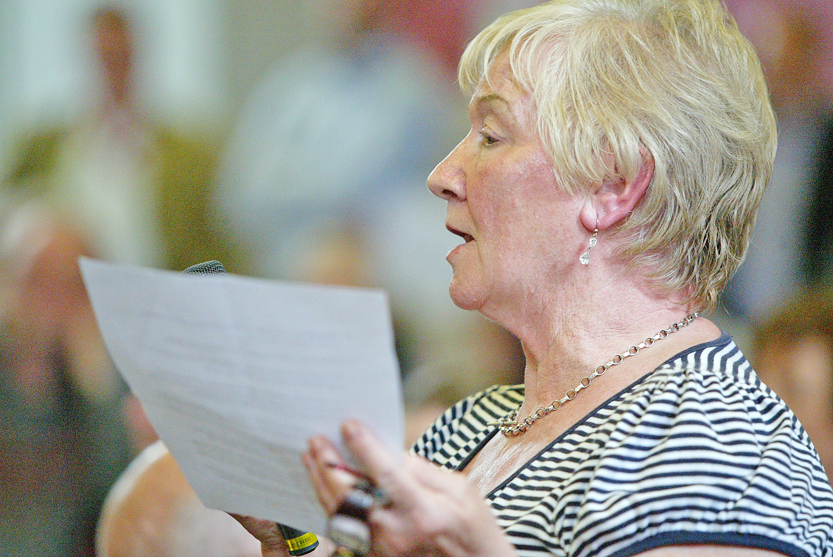 Margaret Doherty speaks about Fallswater Day Centre during Tuesday’s meeting