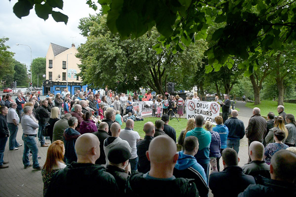 Hundreds gathered at the Waterworks to oppose the heroin dealers who have moved into the park in the last number of weeks to ply their deadly trade