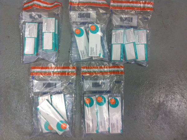 Some of the pills seized during the police operation