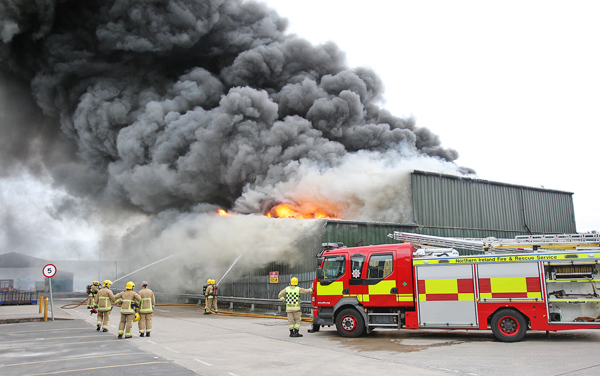 Fire crews tackle the major fire at Wastebeater Recycling on Blackstaff Road, Kennedy Way
