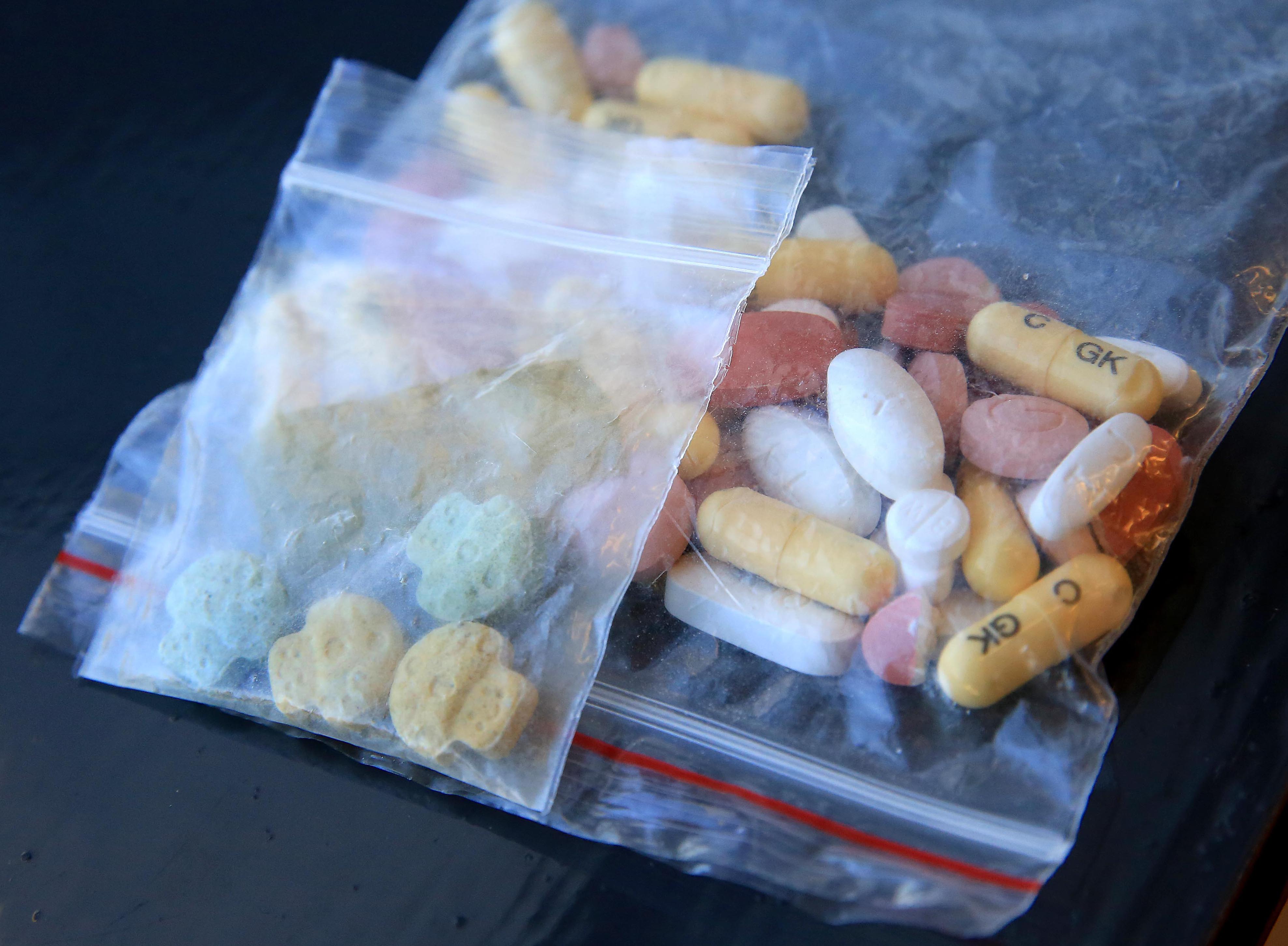 The bag of suspected ecstasy tablets was found in West Belfast on Monday along with a bag of prescription medications – both were handed to IRSP representatives.