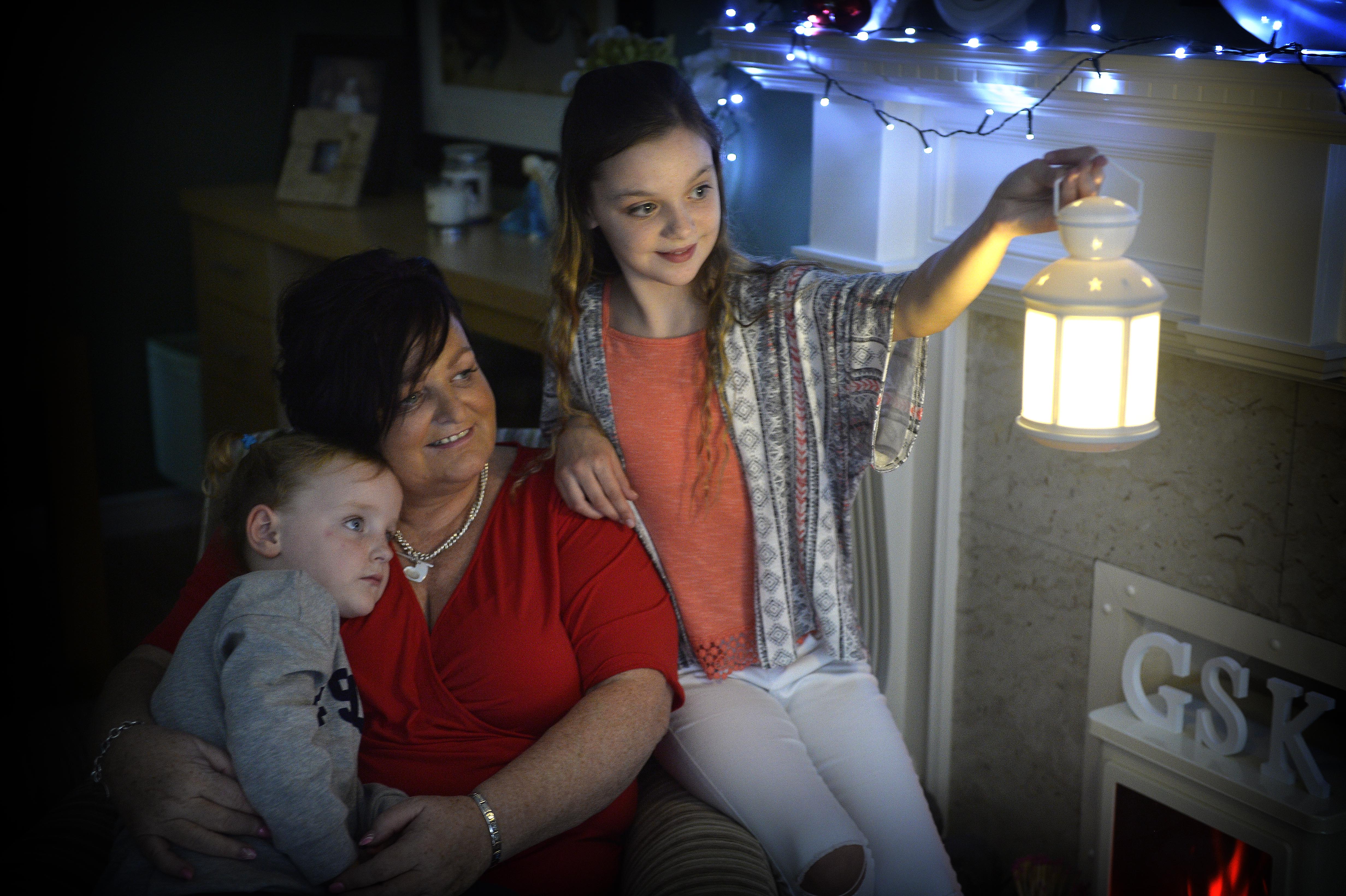 SHINING A LIGHT: Sharon with two of her grandchildren, Indi Maculey and Brooke McKee
