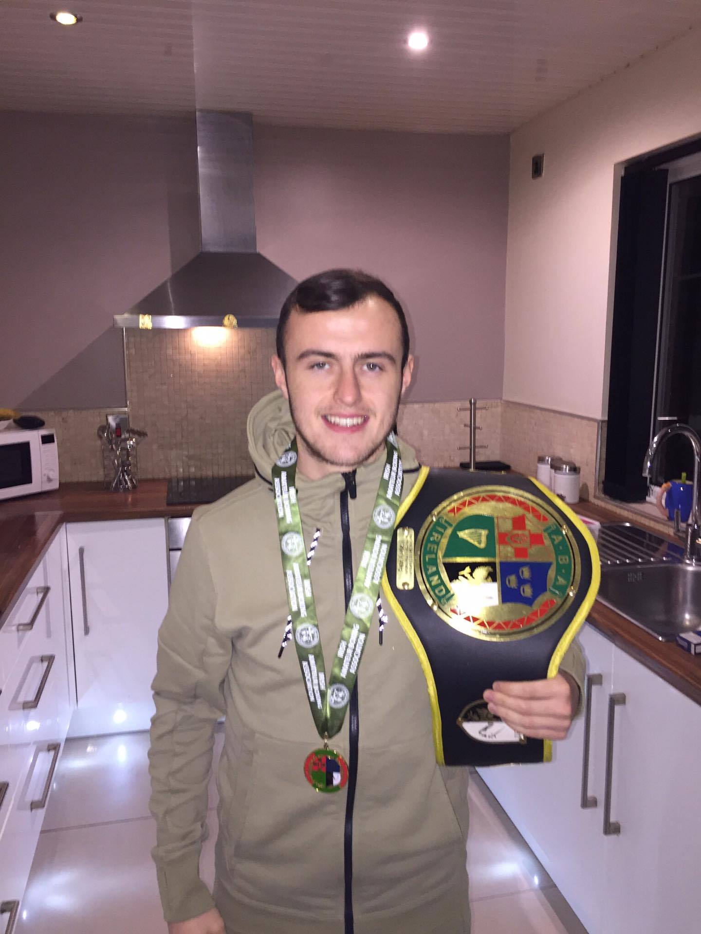 Connor Kearney, with his 49kg belt after winning the Irish Intermediate title, has blasted the circumstances which led to his opponent Leigh Moran being granted a walkover in the Irish U22 Championship in Dublin last weekend