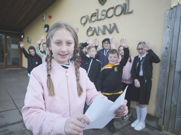 APPEAL: Martyna Borysowska with her primary seven classmates from Gaelscoil Éanna