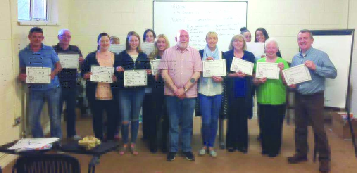 ACHIEVEMENT: Students of Ardoyne Kickhams GAC’s Irish classes proudly receive their Irish language certificates