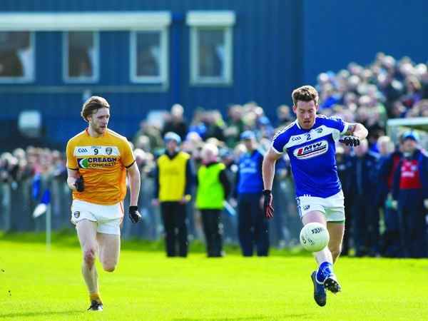 Stephen Beatty in action for Antrim against Laois in this year’s National Football League