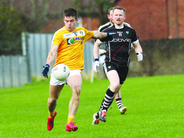 Paddy McBride in action against Sligo in the meeting between the counties back in March when Antrim scored a one-point victory