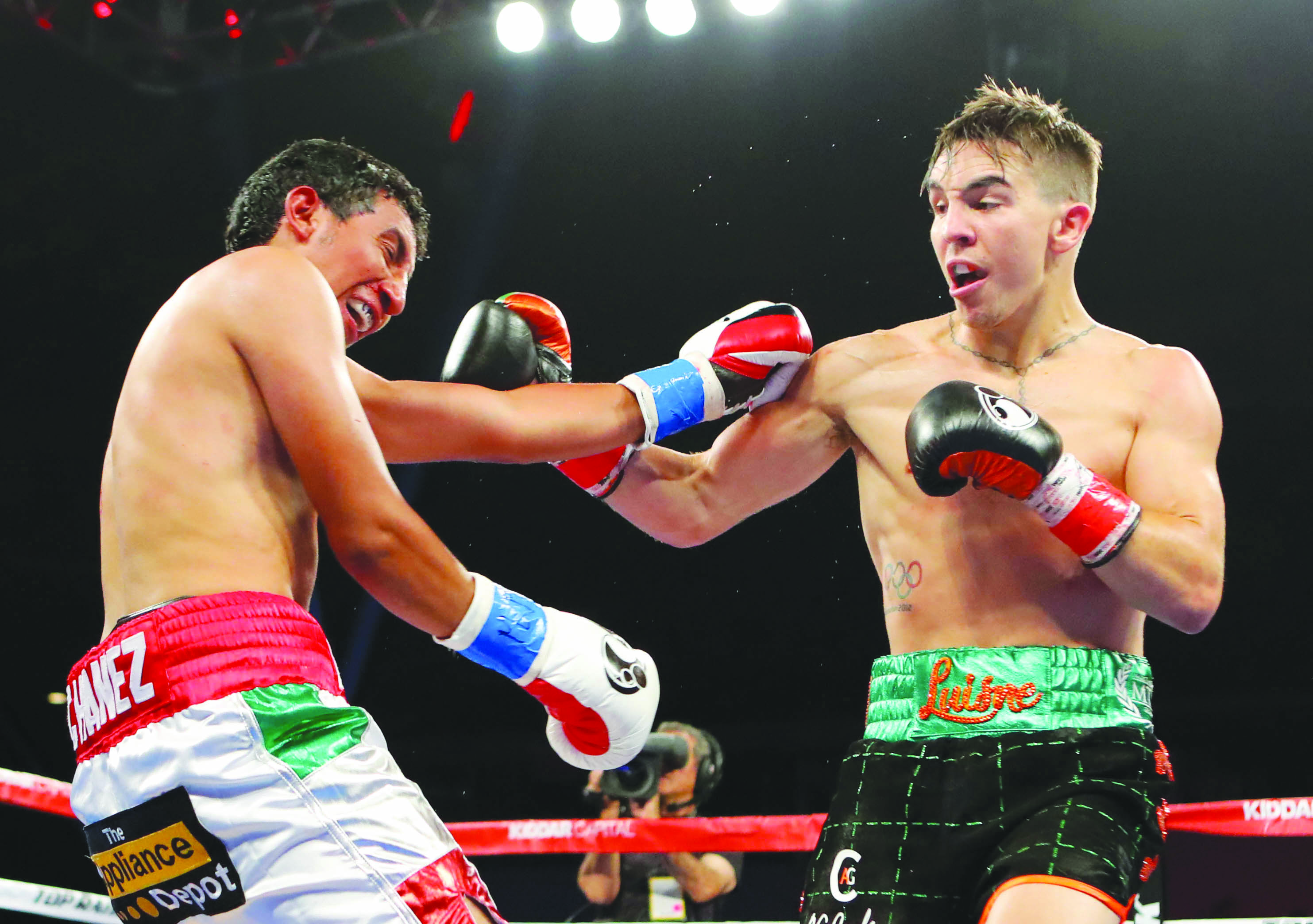 Michael Conlan, pictured during his win over Alfredo Chanez in Chicago last month, makes a quick return to action when he challenges Jarrett Owen on the undercard of Manny Pacquiao’s bout against Jeff Horn in Brisbane on the early hours on Sunday morning 