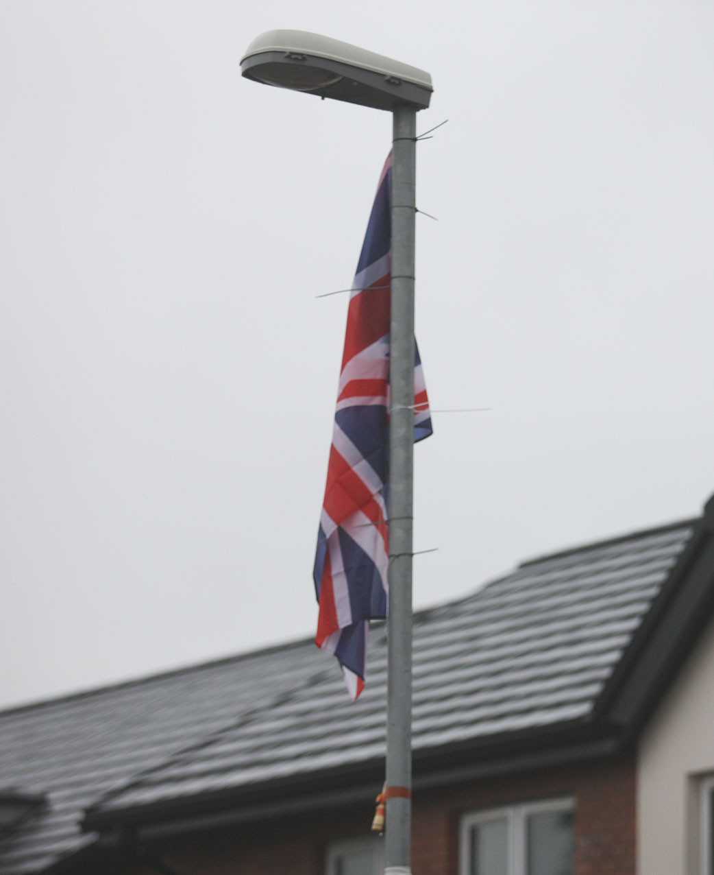 ANGER: A union flag erected at the shared housing in the Glandore area