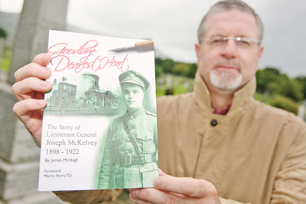 LAUNCH: Jim McVeigh with his book, Goodbye Dearest Heart, The Story of Lieutenent General Joseph McKelvey 1898-1922